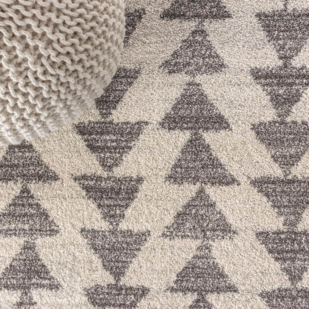 Aisha Cream and Gray Geometric Square Area Rug