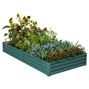 8 ft. x 4 ft. x 1 ft. Galvanized Steel Raised Garden Bed Planter Box for Vegetables, Flowers, Herbs