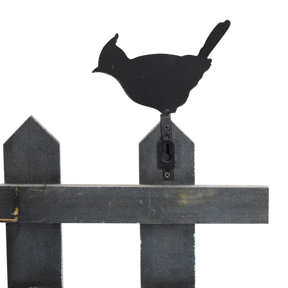 Cream Weathered Wood and Metal Bird Wall Hook Rack