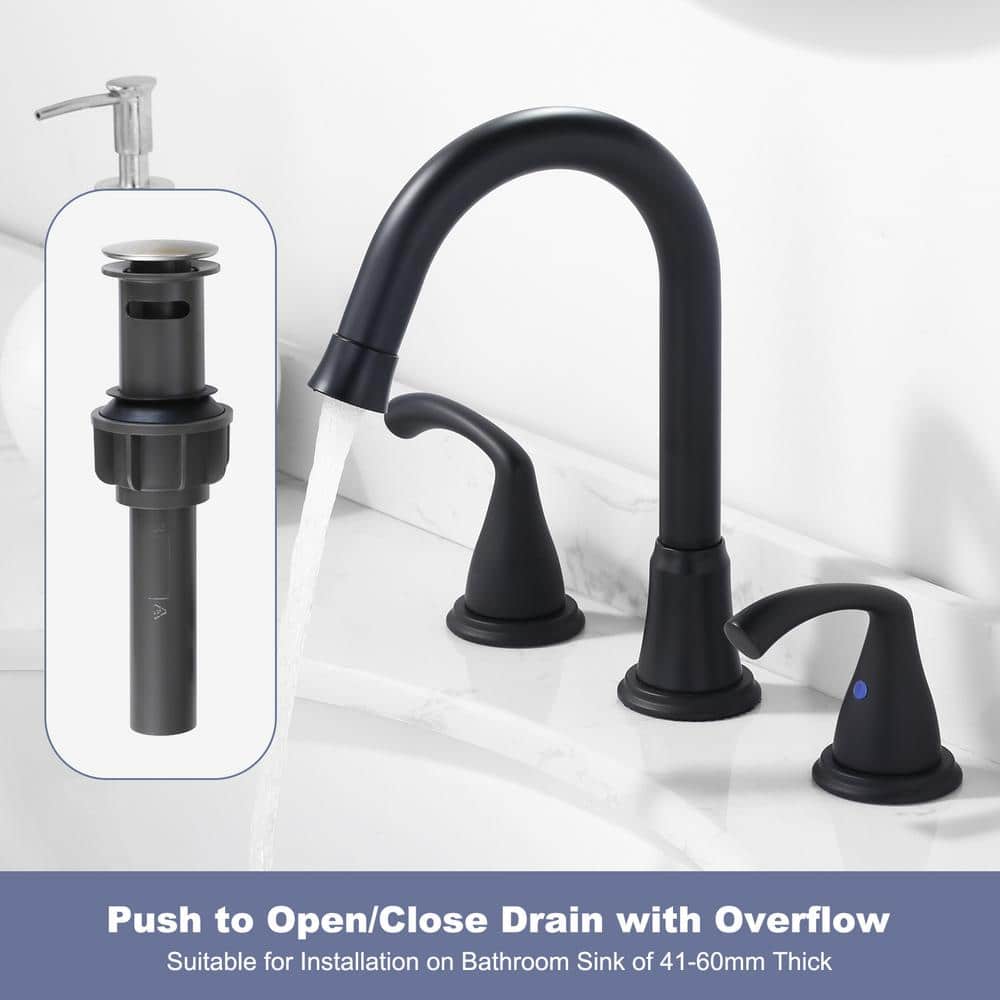Matte Black Stainless Steel Double Handle Widespread Bathroom Faucet