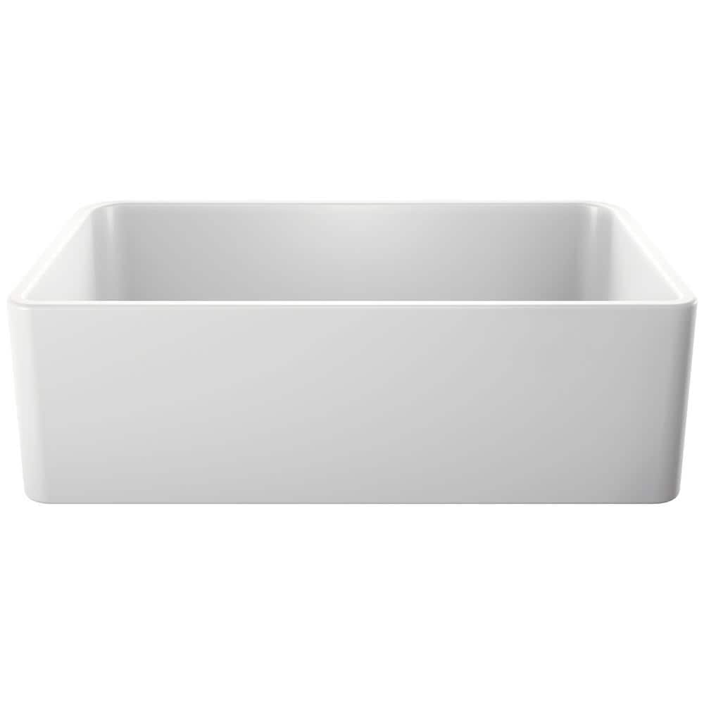 CERANA Farmhouse Apron-Front White Fireclay 33 in. Single Bowl Kitchen Sink
