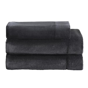 3-Piece Black Plush Microfiber Twin Sheet Set