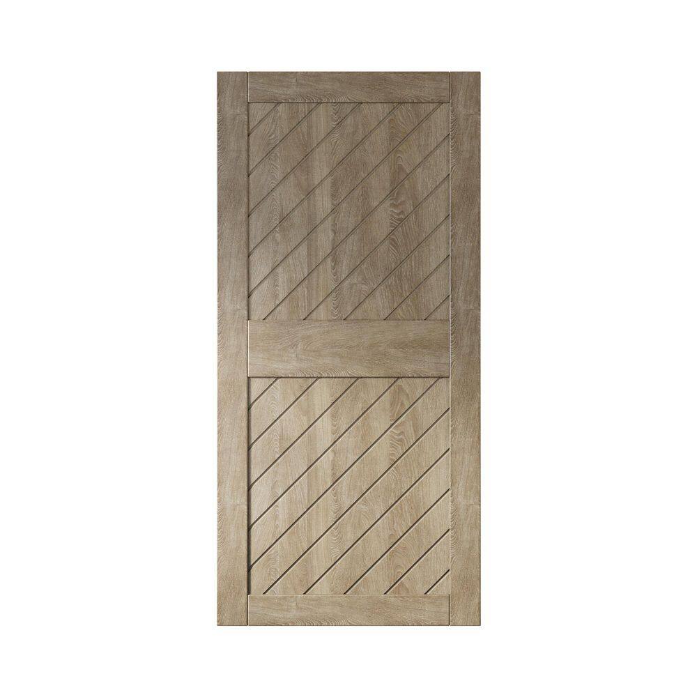 XT1 32 in. x 84 in. C-Panel Solid Core Classic Gray Slanted Stripe Design Pine Wood Interior Sliding Barn Door Slab price history on PriceWatchPro