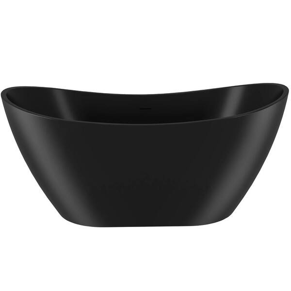 Freestanding 67 in. Fiberglass Double Slipper Flatbottom Modern Stand Alone Non-Whirlpool Bathtub in Matte Black