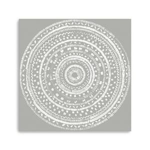 Grey Boho White Mandala on a Grey by Unknown 1-piece Giclee Unframed Abstract Art Print 20 in. x 20 in