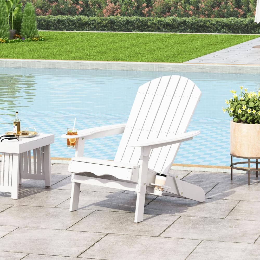 35.75 in. W White Wood Folding Adirondack Chair with Cup Holders price history on PriceWatchPro