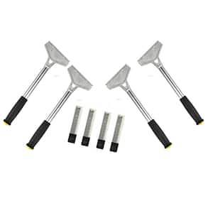 4 in. W Comfort Grip Stainless Steel Blade Floor and Wall Stripper Tool Razor Scraper with Replacement Blades, (4-Pack)