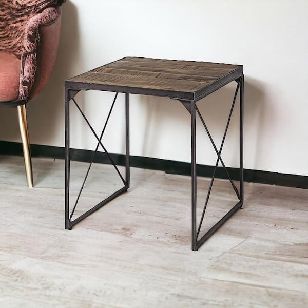 HomeRoots 24 in. Black Square Wood End Table