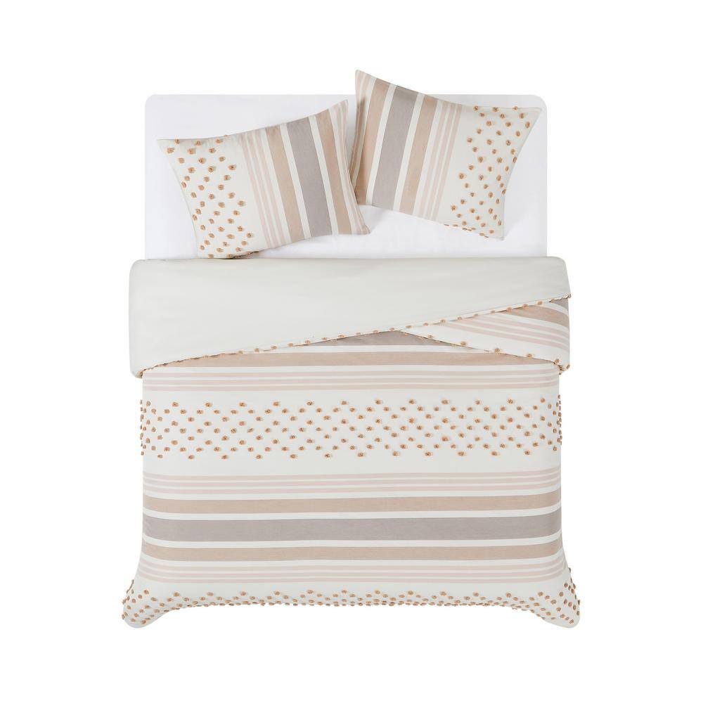 Neutral Tufted Texture Full/Queen Duvet Cover Set with Shams