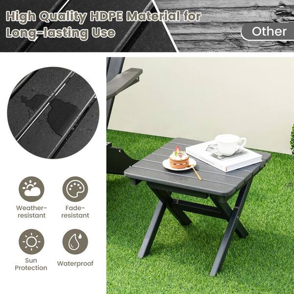 Costway Black Outdoor Folding Side Table Weather-Resistant