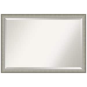 Medium Rectangle Elegant Brushed Pewter Beveled Glass Casual Mirror (27 in. H x 39 in. W)