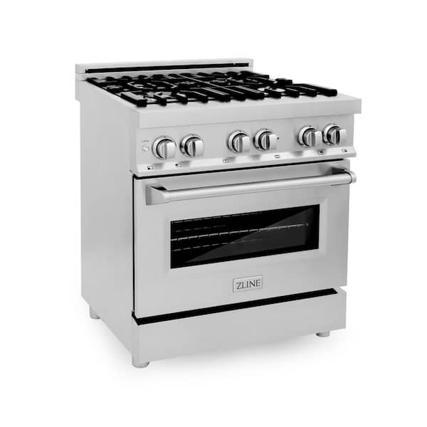 Zline Kitchen And Bath Zline 30 In 4 0 Cu Ft Dual Fuel Range With Gas Stove And Electric Oven In Stainless Steel Ra30 Ra30 The Home Depot