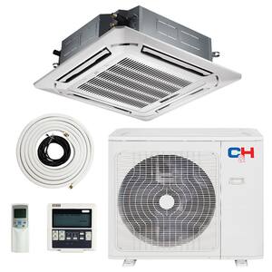 24000 BTU 2-Ton Ductless Mini Split 20.5 SEER Cassette Air Conditioner with Heat Pump and Install Kit 230V