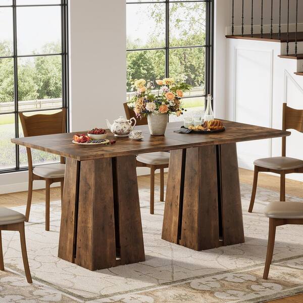 TRIBESIGNS WAY TO ORIGIN Farmhouse Brown Wood 31.5 in Pedestal