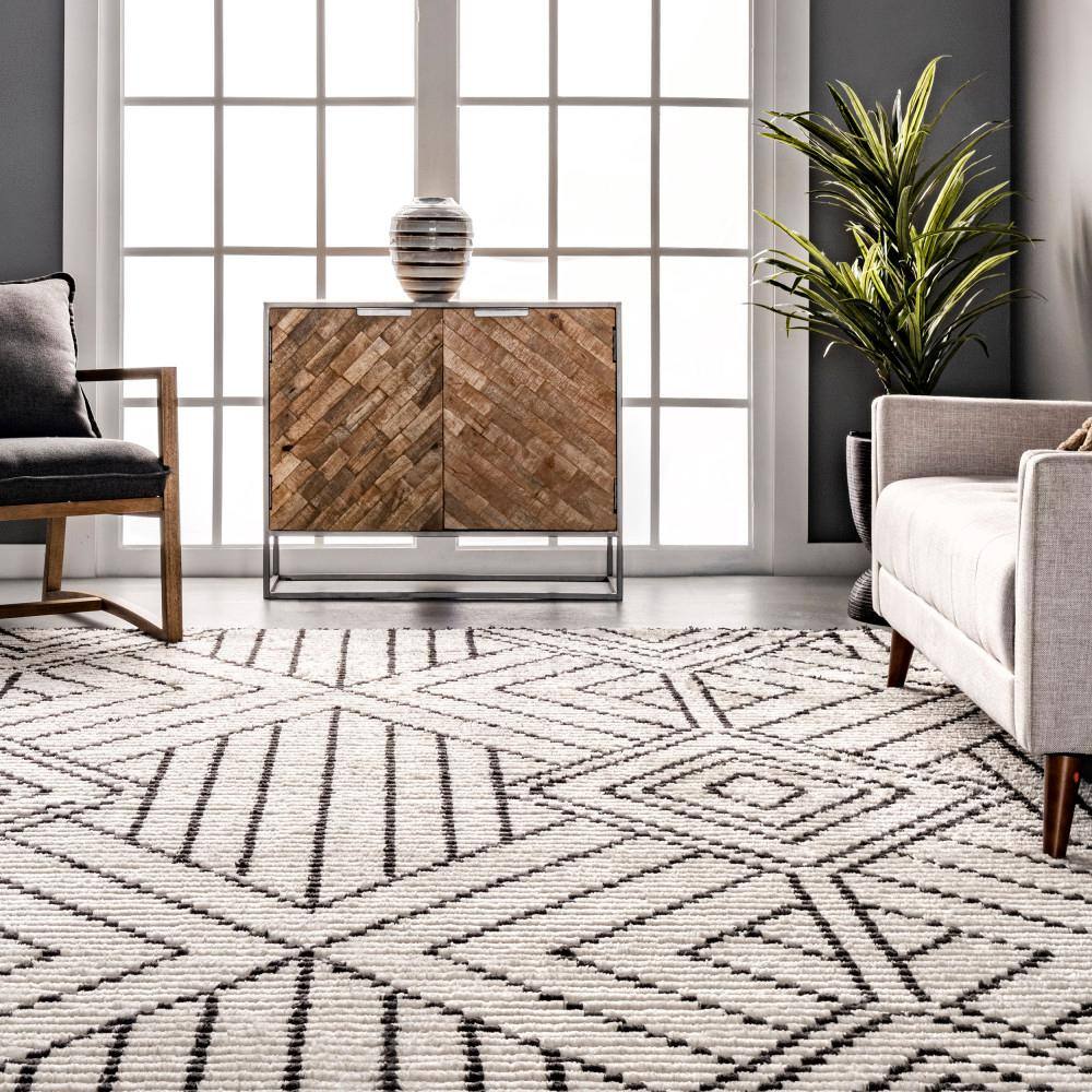 Silky Soft Beige Synthetic Shag Area Rug, 5'3" x 7'6"