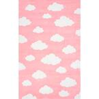 Clouds Playmat Pink 5 ft. x 8 ft. Area Rug