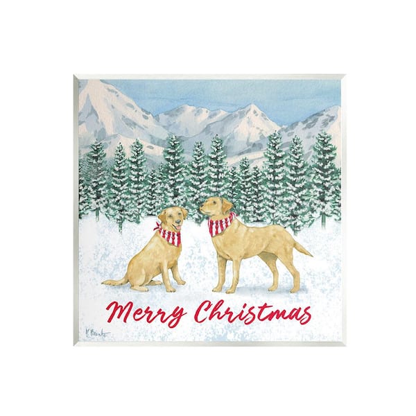 Stupell Industries Merry Christmas Dogs by Paul Brent 1-Piece Unframed Graphic Print Animal Poster Art Print 12 in. x 12 in.