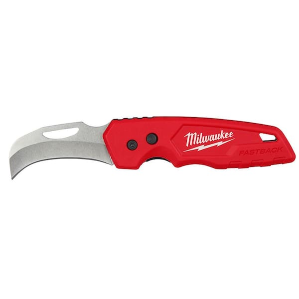 Milwaukee FASTBACK Stainless Steel Hawkbill Folding Knife with 2.45 in. Blade