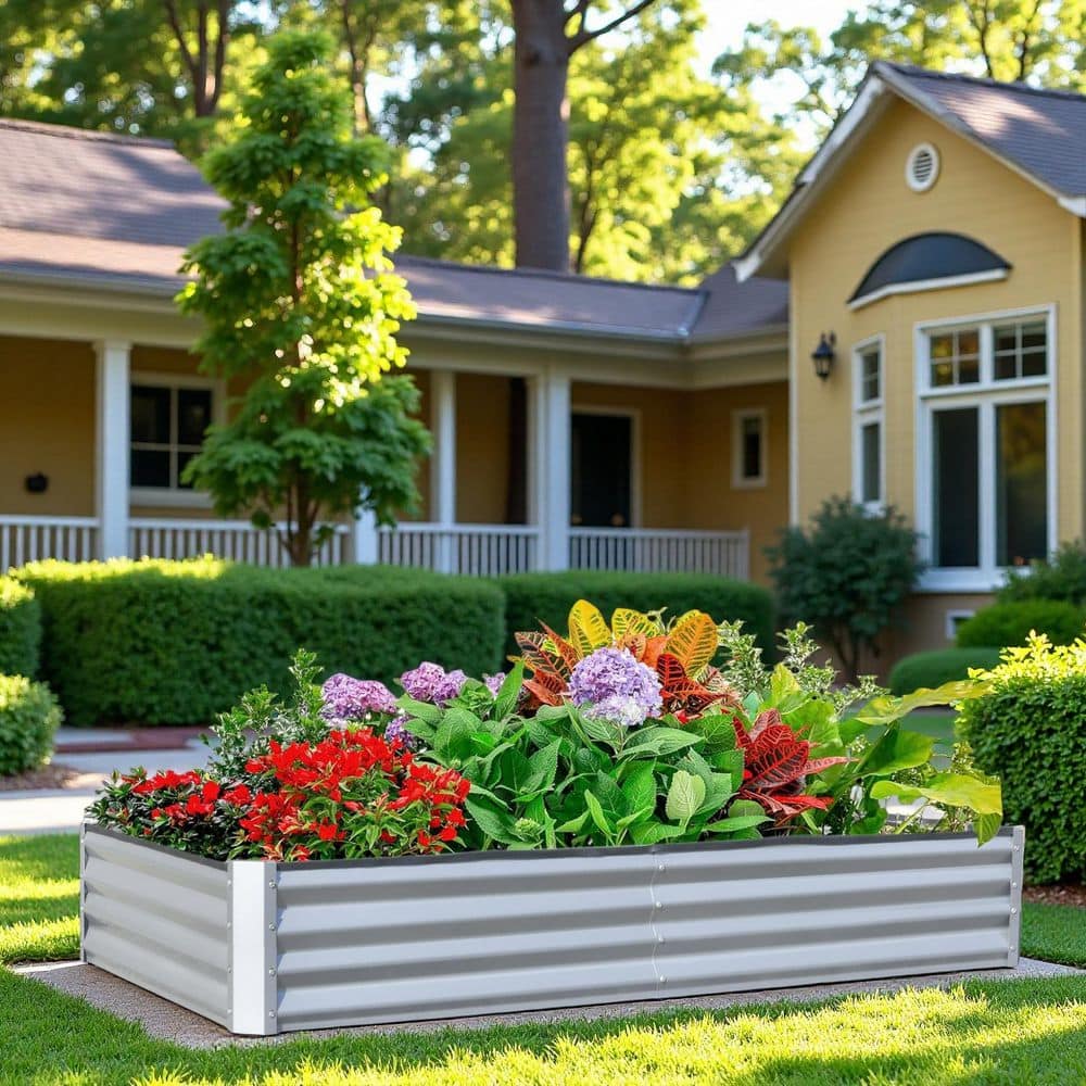 6 ft. W x 3 ft. D x 1 ft. H Silver Galvanized Steel Rectangular