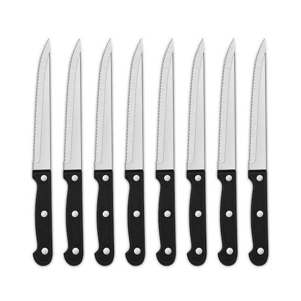 8.8 in. Stainless Steel Full Tang Serrated Steak Knife with Plastic Handle Set of 8 for BBQ and Dinner