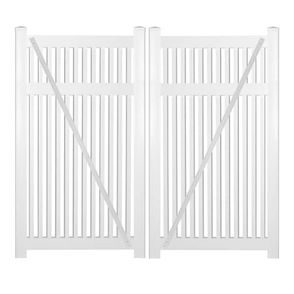 Weatherables Williamsport 10 ft. W x 5 ft. H White Vinyl Pool Fence Double Gate Kit Includes Gate Hardware