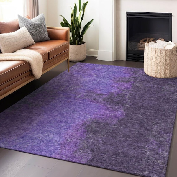 Chantille Machine Washable Indoor/Outdoor Abstract ACN1742 Eggplant 8 ft. x 10 ft. Area Rug