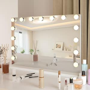 23 in. W x 18 in. H Rectangular Frameless Tabletop Bathroom Vanity Mirror in White with LED Dimmable