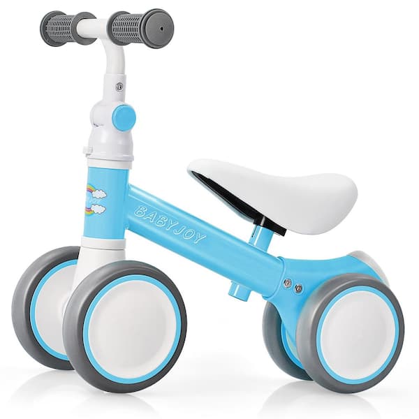 Costway Blue 6 in. Baby Balance 4-Wheel Bike Infant Walker No-Pedal ...