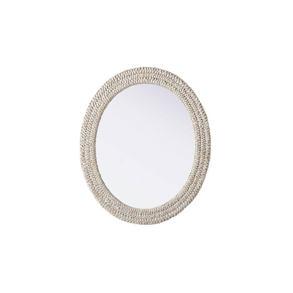 Timeless Home Linen White 30 in. W x 36 in. H Cornhusk Wall Mirror