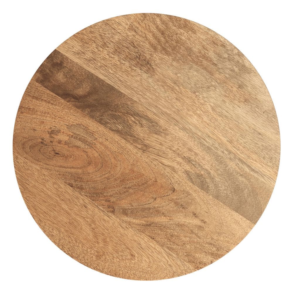 Robbie Solid Mango Wood 16 in. Wide Round Boho Contemporary Rustic Accent Table in Natural, Fully Assembled - thumbnail 5
