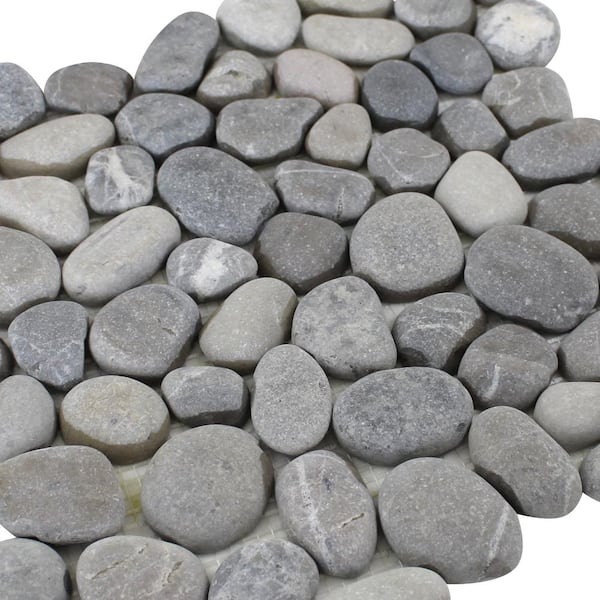 12 in. x 12 in. Light Grey Honed Sliced Pebble Floor and Wall Tile (5.0 sq. ft. / case) 12 in. x 12 in. Light Grey Honed Sliced Pebble Floor and Wall Tile (5.0 sq. ft. / case)