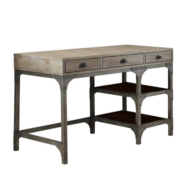 Acme Furniture Gorden 24 in. Rectangular Weathered Oak and Antique