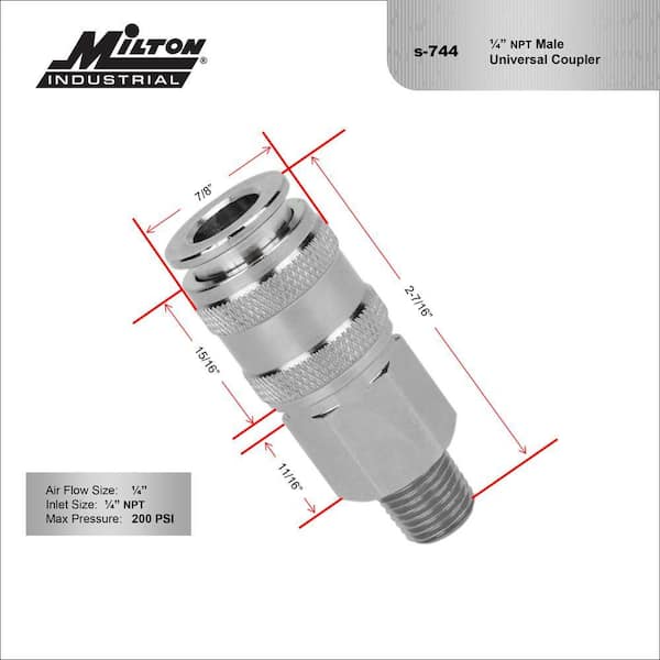 Milton Industries, Inc. 5 In ONE Universal 1/4 in. MNPT Quick