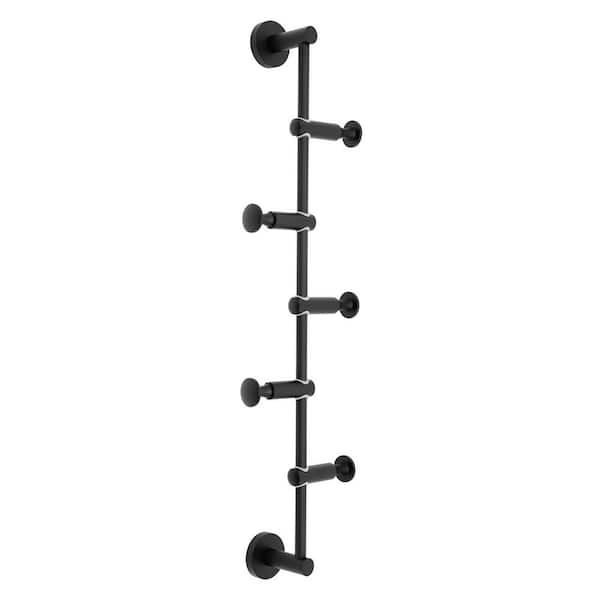 YIYIBYUS Black Metal Brass Wall Mounted Coat Rack with 5 Adjustable Hooks