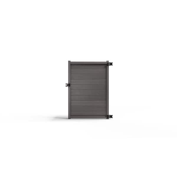 Composite Modern Horizontal Privacy ( 6 ft. H x 4 ft. W) Slate Grey Full Size Fence Gate
