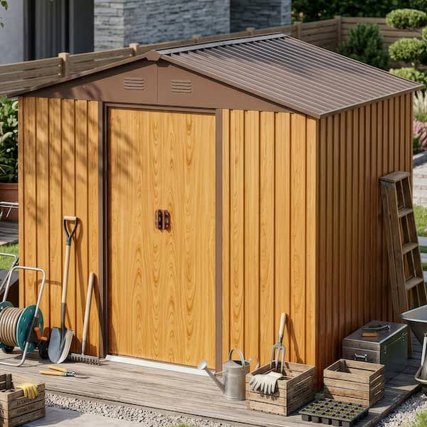 ToolCat 8 ft. x 6 ft. Outdoor Metal Storage Shed Garden Tool Room