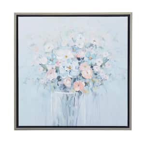 1- Panel Floral Bouquet Framed Wall Art with Silver Frame 24 in. x 24 in.