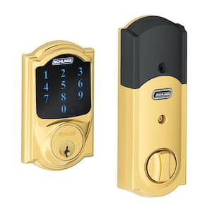 Camelot Bright Brass Electronic Connect Smart Deadbolt with Alarm - Z-Wave Plus Enabled