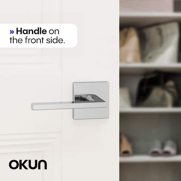 Okun Quadra Metal Chrome Dummy Door Handle with Square Rosette 2