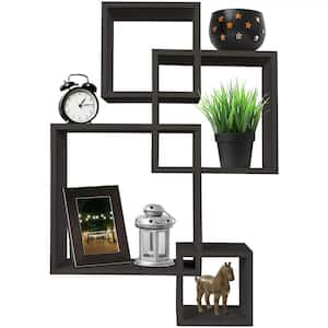 4 in. x 17.75 in. x 25.5 in. rown Wood Decorative Cubby Wall Shelves