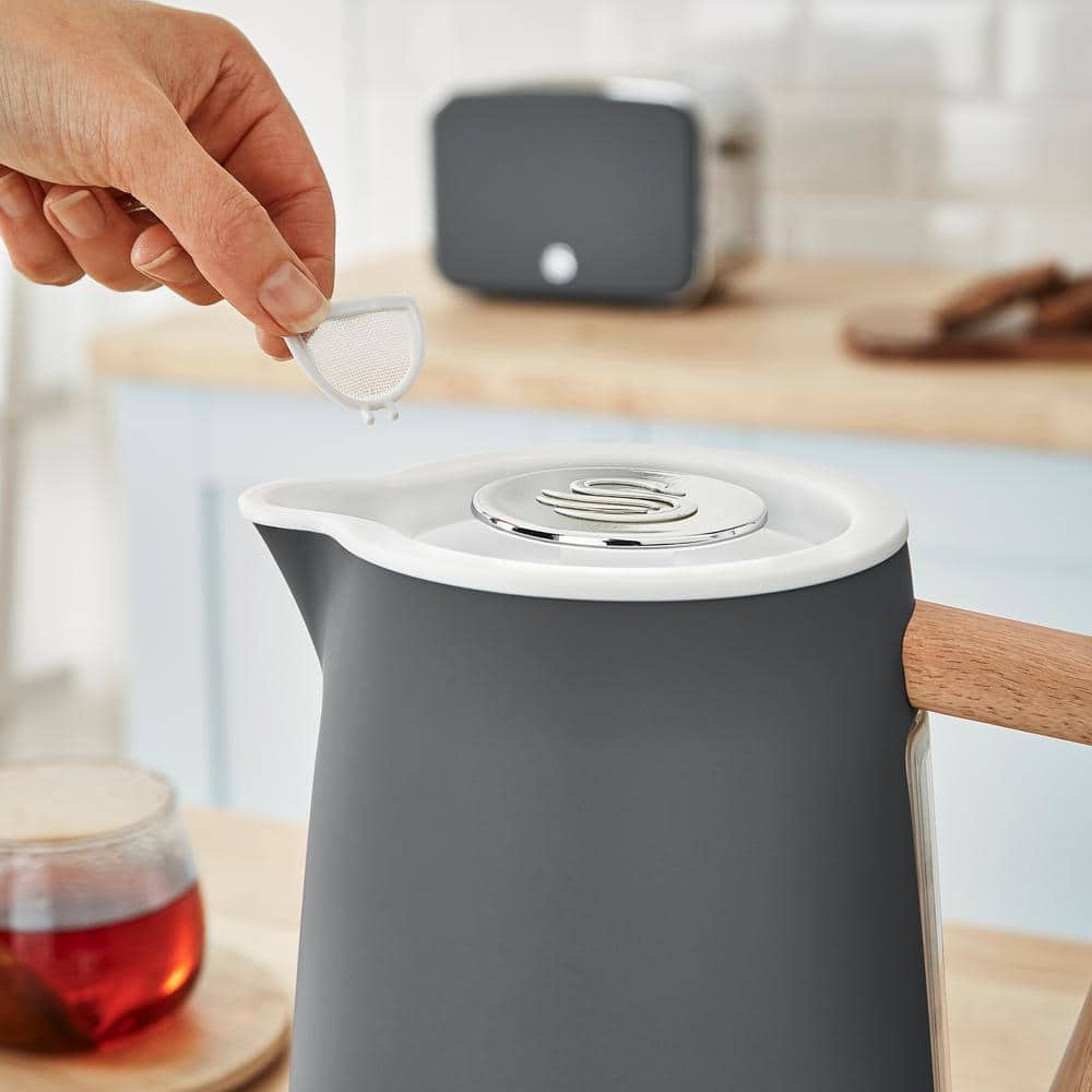 Swan Nordic Slate Grey 1.7L Cordless Kettle with Wood Effect Handle