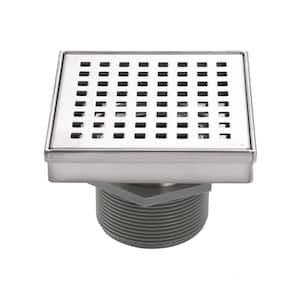 4 in. Square Shower Drain Modern Contemporary, Stainless Steel