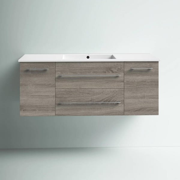 Kato 48 in. W x 19 in. D x 20 in. H Single Sink Wall Bathroom Vanity Cabinet in Dorato with Cultured Marble Top in White