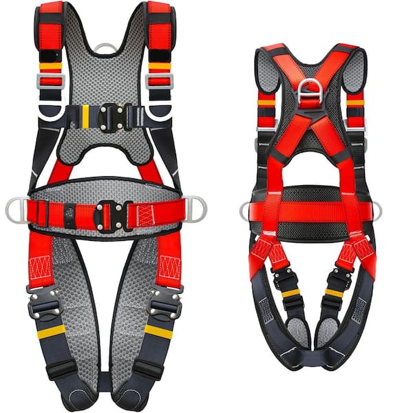 Unbranded 2200 lb Capacity Fall Protection Full Body Harness with 5pt Adjustment and Thick Padded Support for Construction Safety