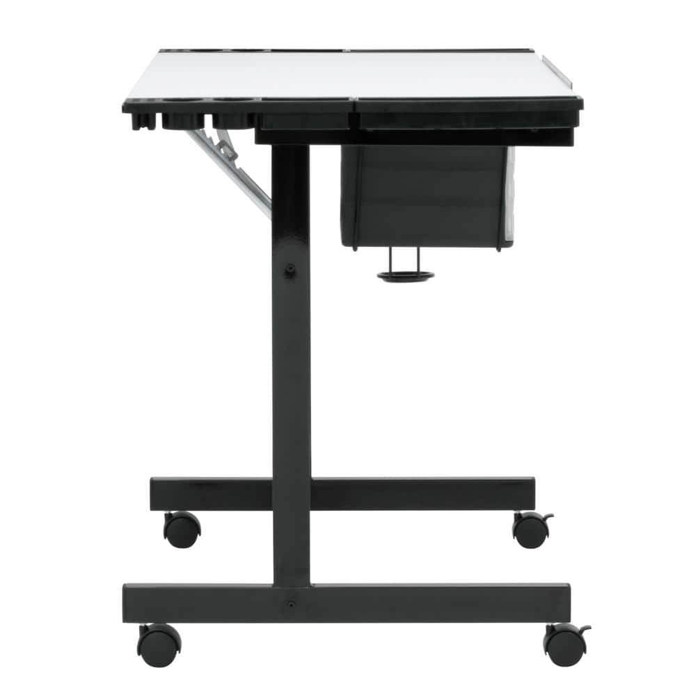 Adjustable Black and White Craft Station with Drawers