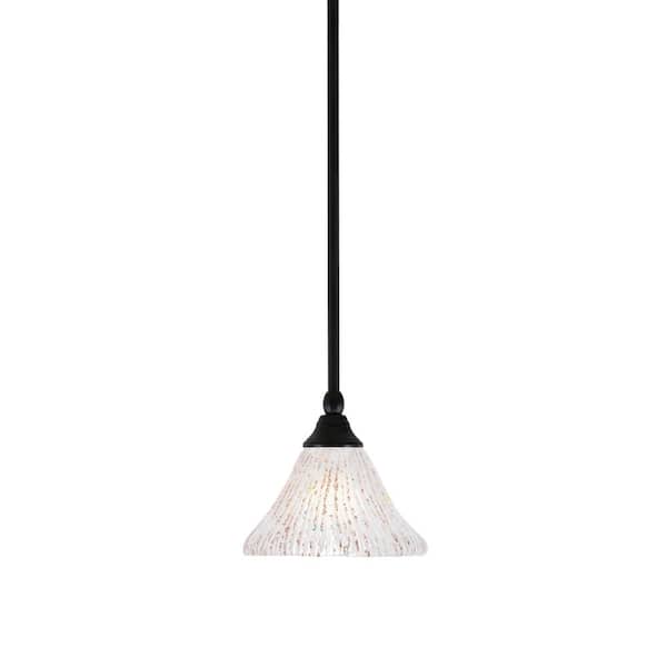 Unbranded Sparta 100-Watt 1-Light Matte Black Shaded Pendant Light Mini Pendant with 7 in. Frosted Crystal Glass, No Bulb Included
