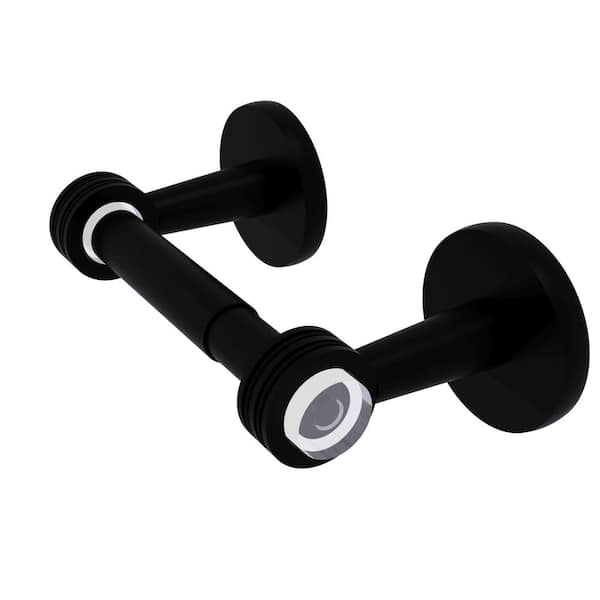 Clearview Collection Wall Mounted Toilet Paper Holder in Matte Black with Dotted Accents
