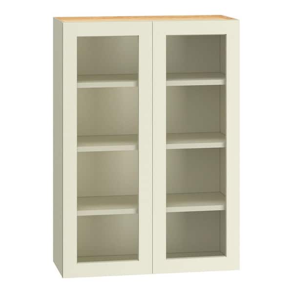 QuickShip Cottage 30 in. W x 12 in. D x 42 in. H Assembled Plywood Cut for Glass Specialty Wall Cabinet in Starlight