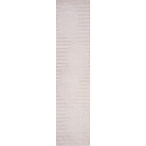 Skagen High-Low Minimalist Curve Geometric Ivory/Cream 2 ft. x 8 ft. Indoor/Outdoor Runner Rug