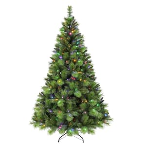 Pre-Lit 7.5 ft. Adirondack Artificial Christmas Tree with 300 Color-Select LED Lights, Green